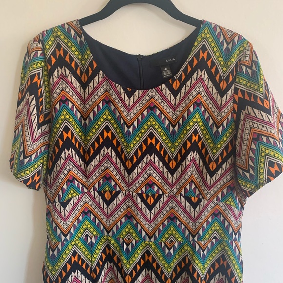 Aqua dress with neon graphic print - Picture 3 of 6